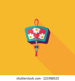 Chinese New Year flat icon with long shadow,eps10, Chinese decorative lantern