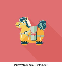 Chinese New Year flat icon with long shadow,eps10, Chinese decoration means " Wishing you immediately earn a lot of money."