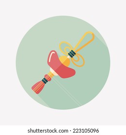 Chinese New Year flat icon with long shadow,eps10, Gold ingot lucky pendant means " wish good luck and fortune comes."