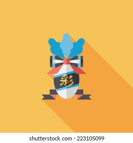 Chinese New Year flat icon with long shadow,eps10, lucky white radish with Chinese words means " Wish it can brings luck to you in the new year."