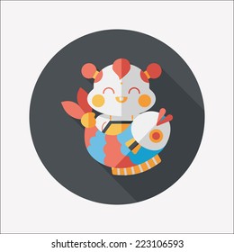 Chinese New Year flat icon with long shadow,eps10 Chinese Mascot means "May you always get more than you wish for." 