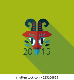 Chinese New Year flat icon with long shadow,eps10, Chinese Zodiac Year of the Goat, 2015