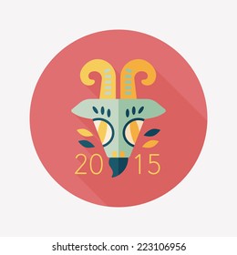 Chinese New Year flat icon with long shadow,eps10, Chinese Zodiac Year of the Goat, 2015