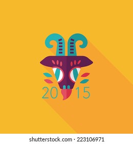 Chinese New Year flat icon with long shadow,eps10, Chinese Zodiac Year of the Goat, 2015