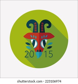 Chinese New Year flat icon with long shadow,eps10, Chinese Zodiac Year of the Goat, 2015