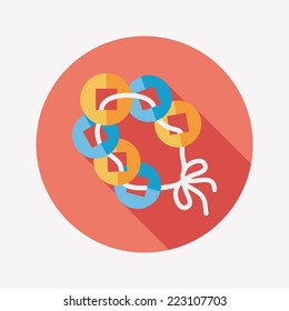 Chinese New Year flat icon with long shadow,eps10, Ancient coins lucky pendant means " wish good luck and fortune comes."