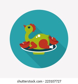 Chinese New Year flat icon with long shadow,eps10, Chinese Chicken Cuisine