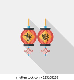 Chinese New Year flat icon with long shadow,eps10, Chinese festival couplets with lantern means " wish good luck and Spring comes."