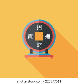 Chinese New Year flat icon with long shadow,eps10, Chinese decoration, Chinese words mean wish you can be wealthy and prosperity.