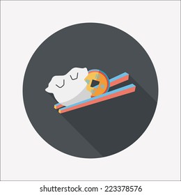 Chinese New Year flat icon with long shadow,eps10, Coin wrapped in dumplings where people eat throughout the year will be very lucky and get rich.