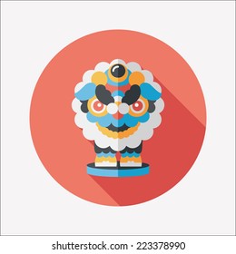 Chinese New Year flat icon with long shadow,eps10,The dragon and lion dancing head