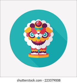 Chinese New Year flat icon with long shadow,eps10,The dragon and lion dancing head