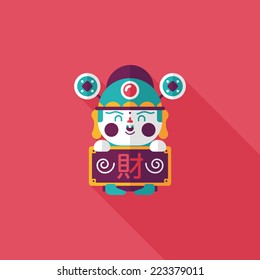 Chinese New Year flat icon with long shadow,eps10, God of wealth