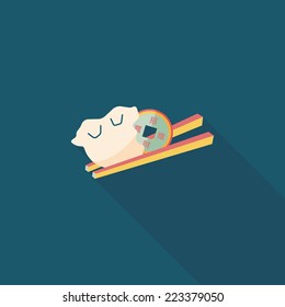 Chinese New Year flat icon with long shadow,eps10, Coin wrapped in dumplings where people eat throughout the year will be very lucky and get rich.