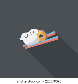 Chinese New Year flat icon with long shadow,eps10, Coin wrapped in dumplings where people eat throughout the year will be very lucky and get rich.