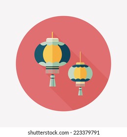 Chinese New Year flat icon with long shadow,eps10, Chinese decorative lantern