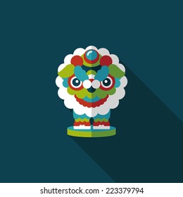 Chinese New Year flat icon with long shadow,eps10,The dragon and lion dancing head