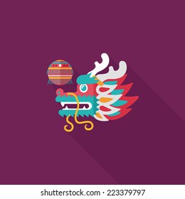 Chinese New Year flat icon with long shadow,eps10,The dragon and lion dancing head