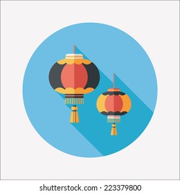 Chinese New Year flat icon with long shadow,eps10, Chinese decorative lantern