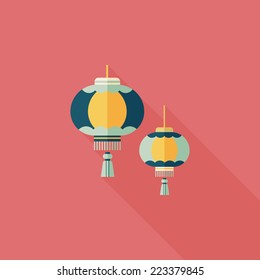 Chinese New Year flat icon with long shadow,eps10, Chinese decorative lantern
