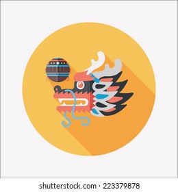 Chinese New Year flat icon with long shadow,eps10,The dragon and lion dancing head