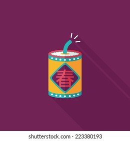 Chinese New Year flat icon, eps10, word Fu, Chinese festival couplets with firecrackers means " wish good luck and Spring comes."