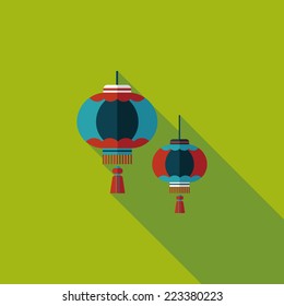 Chinese New Year flat icon with long shadow,eps10, Chinese decorative lantern