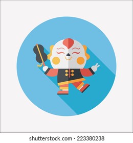 Chinese New Year flat icon with long shadow,eps10, Maitreya doll decoration means "Bless you have wealth, monasticism and popularity."