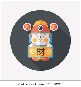 Chinese New Year flat icon with long shadow,eps10, God of wealth