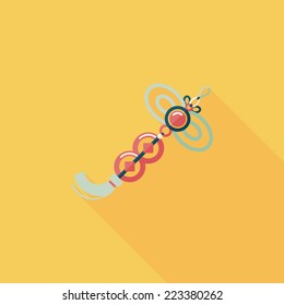 Chinese New Year flat icon with long shadow,eps10, lucky Chinese knot pendant means " wish good luck and fortune comes."