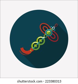 Chinese New Year flat icon with long shadow,eps10, lucky Chinese knot pendant means " wish good luck and fortune comes."