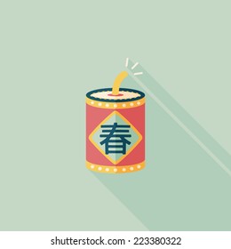 Chinese New Year flat icon, eps10, word Fu, Chinese festival couplets with firecrackers means " wish good luck and Spring comes."