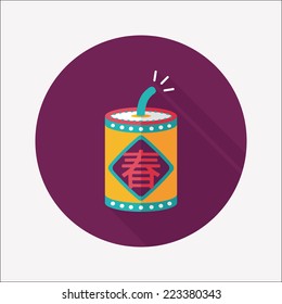 Chinese New Year flat icon, eps10, word Fu, Chinese festival couplets with firecrackers means " wish good luck and Spring comes."