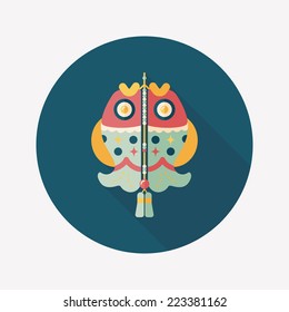 Chinese New Year flat icon with long shadow,eps, Chinese fish lucky pendant means "May you always get more than you wish for." 