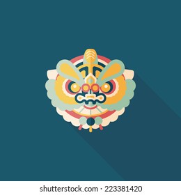 Chinese New Year flat icon with long shadow,eps10,The dragon and lion dancing head