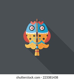 Chinese New Year flat icon with long shadow,eps, Chinese fish lucky pendant means "May you always get more than you wish for." 