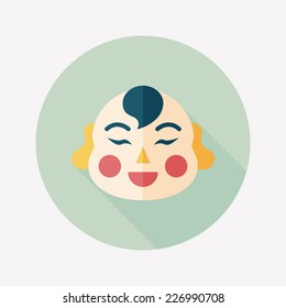 Chinese New Year flat icon with long shadow,eps10, Maitreya doll decoration means "Bless you have wealth, monasticism and popularity."