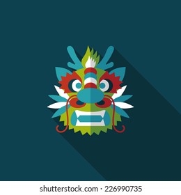 Chinese New Year flat icon with long shadow,eps10,The dragon and lion dancing head