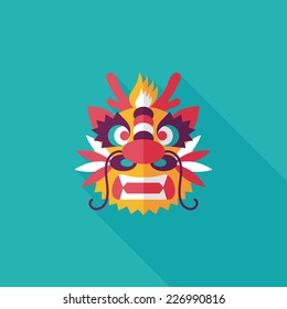 Chinese New Year Flat Icon With Long Shadow,eps10,The Dragon And Lion Dancing Head