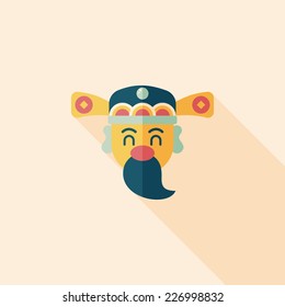 Chinese New Year flat icon with long shadow,eps10, God of wealth