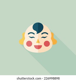 Chinese New Year flat icon with long shadow,eps10, Maitreya doll decoration means "Bless you have wealth, monasticism and popularity."