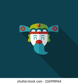 Chinese New Year flat icon with long shadow,eps10, God of wealth