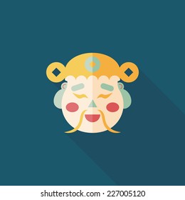 Chinese New Year flat icon with long shadow,eps10, God of wealth