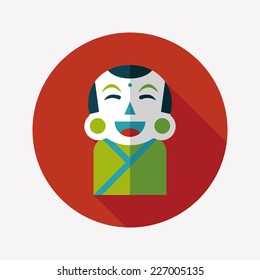 Chinese New Year flat icon with long shadow,eps10, Maitreya doll decoration means "Bless you have wealth, monasticism and popularity."