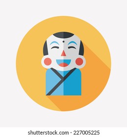 Chinese New Year flat icon with long shadow,eps10, Maitreya doll decoration means "Bless you have wealth, monasticism and popularity."