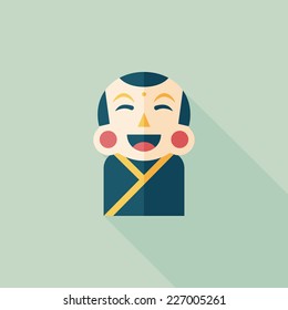 Chinese New Year flat icon with long shadow,eps10, Maitreya doll decoration means "Bless you have wealth, monasticism and popularity."