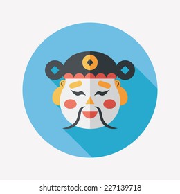 Chinese New Year flat icon with long shadow,eps10, God of wealth
