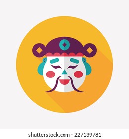 Chinese New Year flat icon with long shadow,eps10, God of wealth