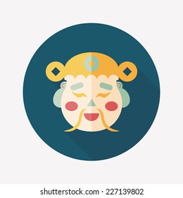 Chinese New Year flat icon with long shadow,eps10, God of wealth