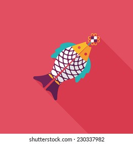Chinese New Year flat icon with long shadow,eps, Chinese fish lucky pendant means "May you always get more than you wish for." 